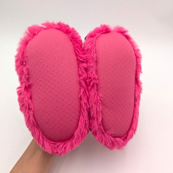 Cute Fluffy Flamingo Plush Animal Slippers Kids' Pink Size US9-10 EU25-27 - Picture 6 of 8